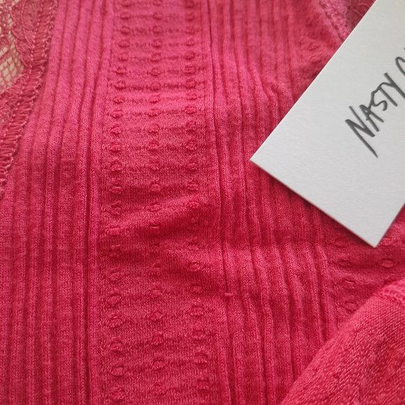 Nasty Gal Red Lace Trim Eyelet Cut Out Mini Dress M/L / Valentine's Day - Picture 12 of 12